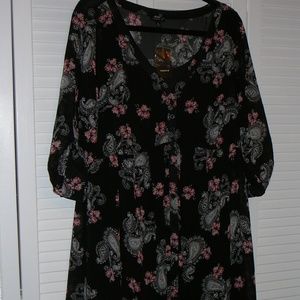 Black and Pink Paisley Torrid Shirt Dress